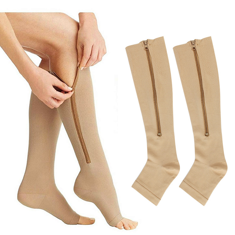 zipper compression sleeve   medical compression sleeve   knee high compression sleeve